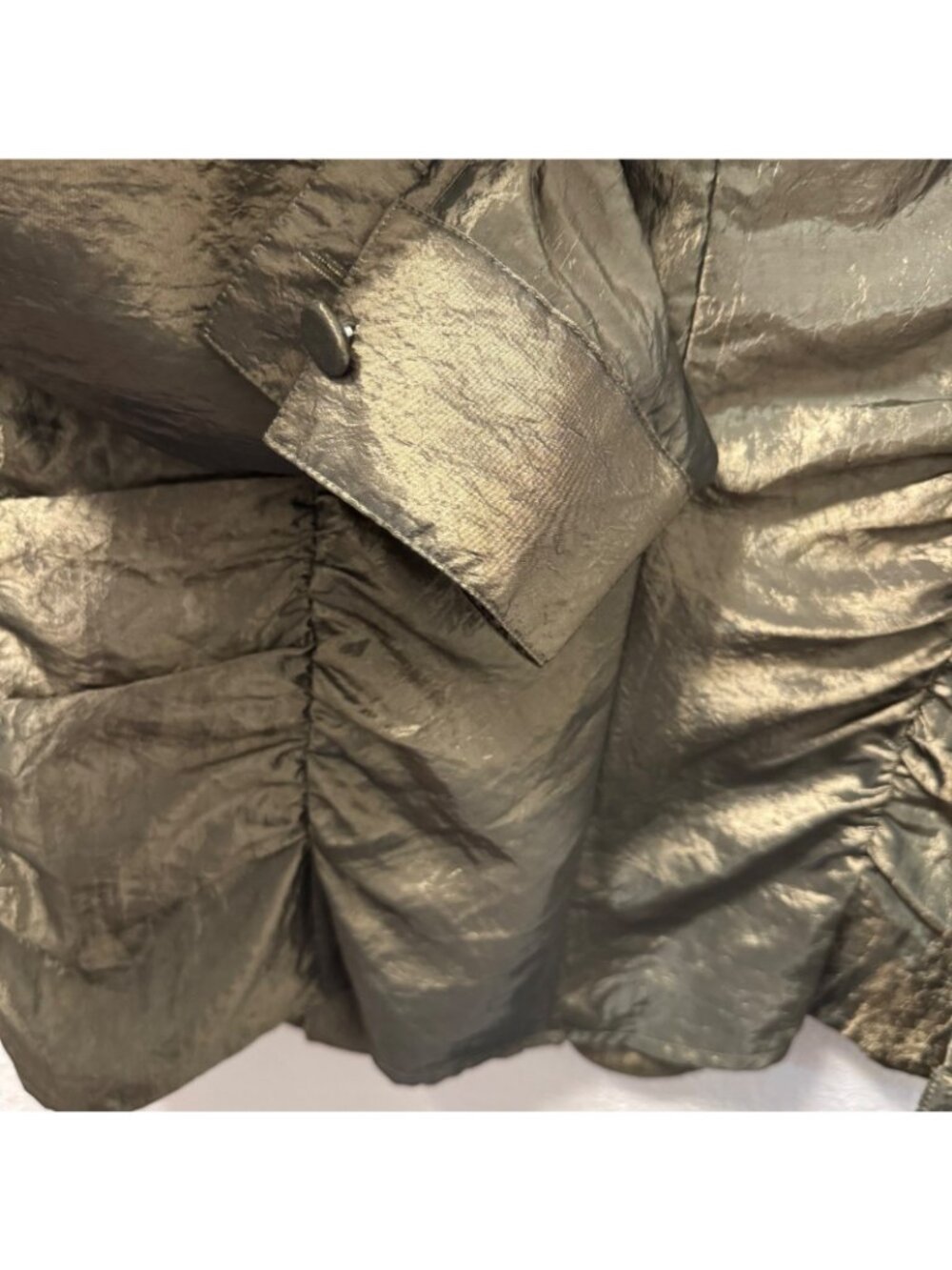 Puli Metallic  Ruched Jacket With Dramatic Collar Sz 14 lightweight NWT - Picture 3 of 11